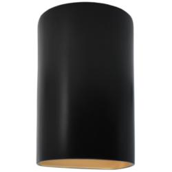 Ambiance 9 1/2"H Carbon Black Gold Cylinder LED ADA Sconce