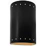 Ambiance 9 1/2"H Carbon Black Gold Perfs Cylinder ADA Sconce