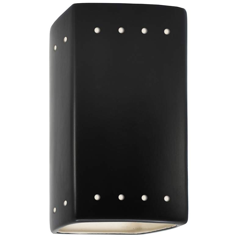 Image 1 Ambiance 9 1/2 inchH Carbon Black Perfs Rectangle Outdoor Sconce