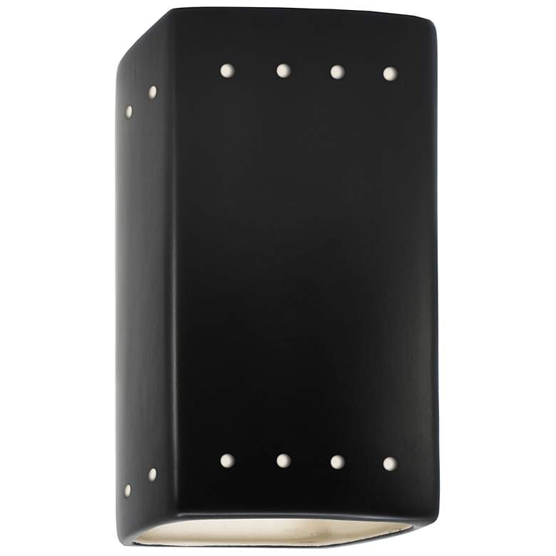 Image 1 Ambiance 9 1/2"H Carbon Black Perfs Rectangle Outdoor Sconce
