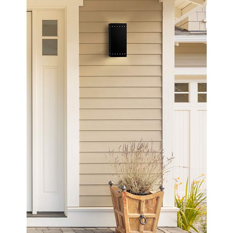 Image 2 Ambiance 9 1/2"H Carbon Black Perfs Rectangle Outdoor Sconce more views