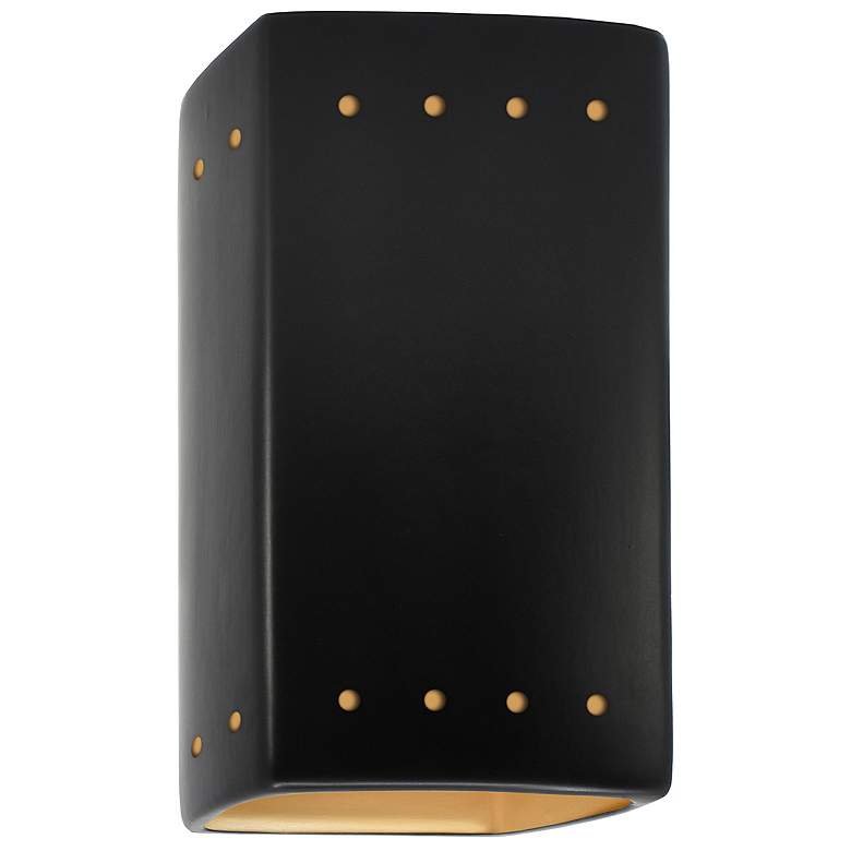 Image 1 Ambiance 9 1/2"H Carbon Gold Perfs Rectangle Outdoor Sconce