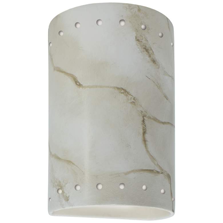 Image 1 Ambiance 9 1/2"H Carrara Marble Perfs Cylinder ADA Sconce