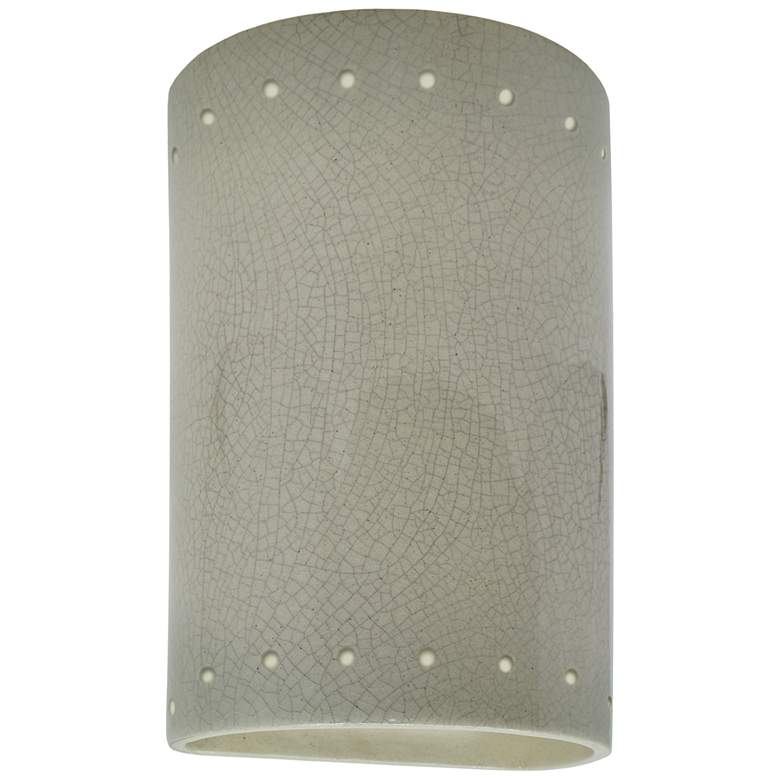 Image 1 Ambiance 9 1/2"H Celadon Perfs Cylinder Closed Wall Sconce