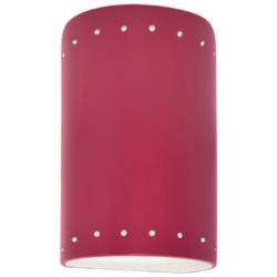 Ambiance 9 1/2&quot;H Cerise Perfs Cylinder Closed Outdoor Sconce