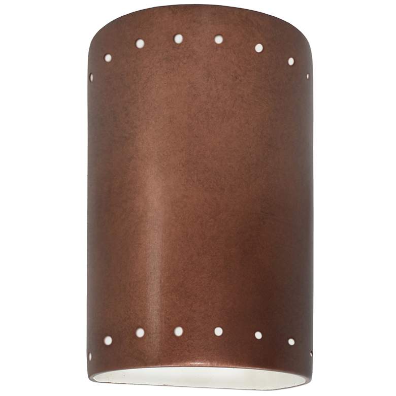 Image 1 Ambiance 9 1/2"H Copper Perfs Cylinder Closed LED Sconce