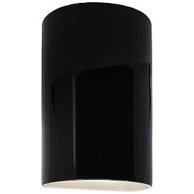 Image1 of Ambiance 9 1/2"H Gloss Black Cylinder Outdoor Wall Sconce