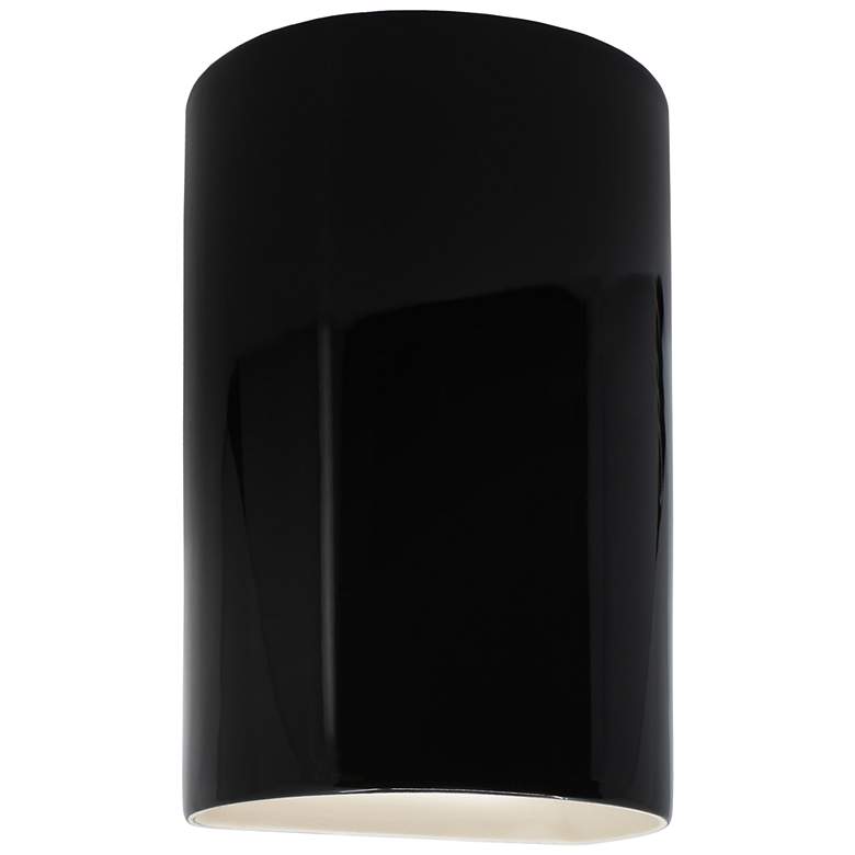 Image 1 Ambiance 9 1/2 inchH Gloss Black Cylinder Outdoor Wall Sconce