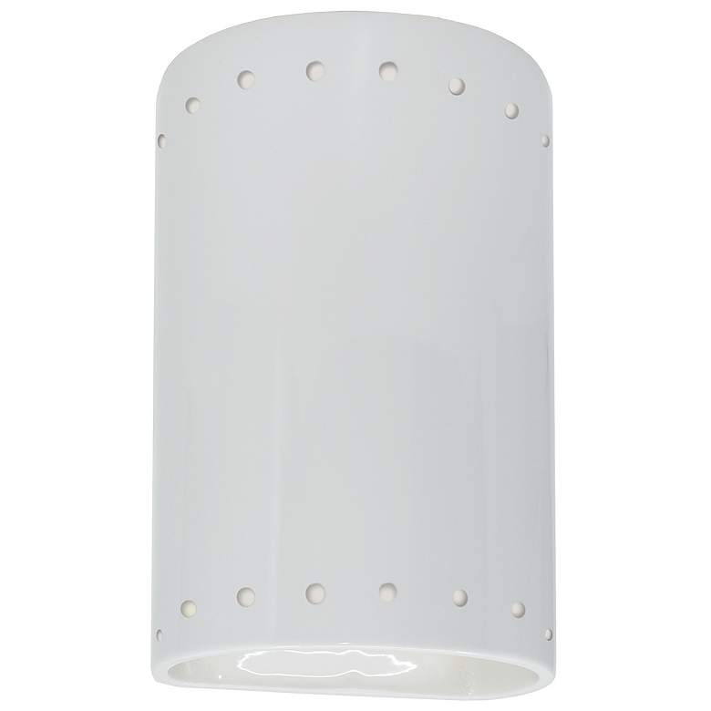 Image 1 Ambiance 9 1/2 inchH Gloss White Perfs Ceramic Outdoor Sconce
