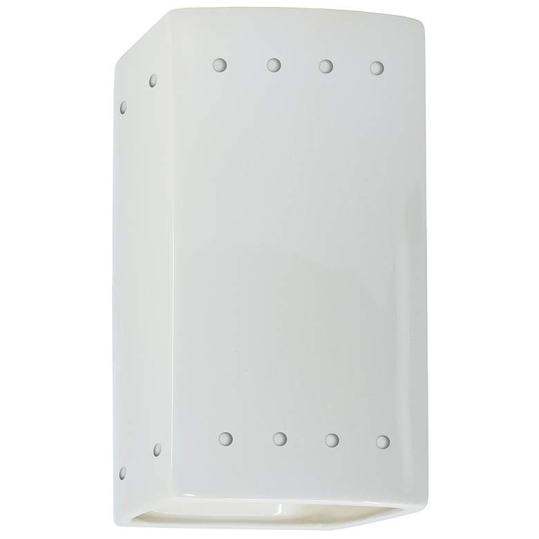 Image 1 Ambiance 9 1/2 inchH Gloss White Perfs Rectangle ADA Wall Sconce