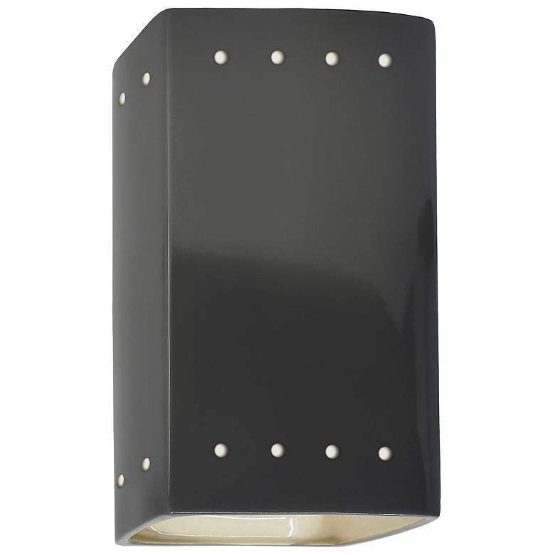 Image 1 Ambiance 9 1/2"H Gray Perfs Rectangle LED Outdoor Sconce