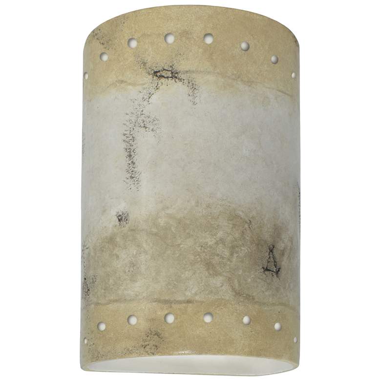 Image 1 Ambiance 9 1/2"H Greco Perfs Cylinder LED ADA Outdoor Sconce