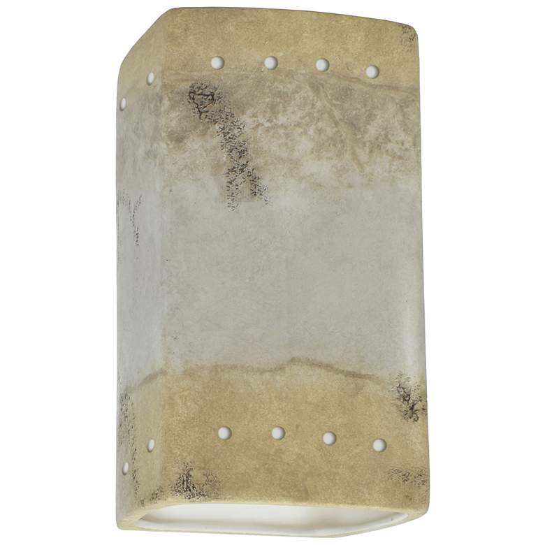 Image 1 Ambiance 9 1/2 inchH Greco Travertine Perfs Rectangle ADA Sconce