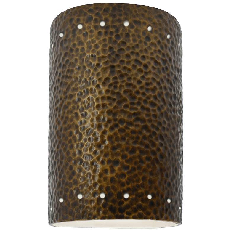 Image 1 Ambiance 9 1/2 inchH Hammered Brass Ceramic LED ADA Wall Sconce