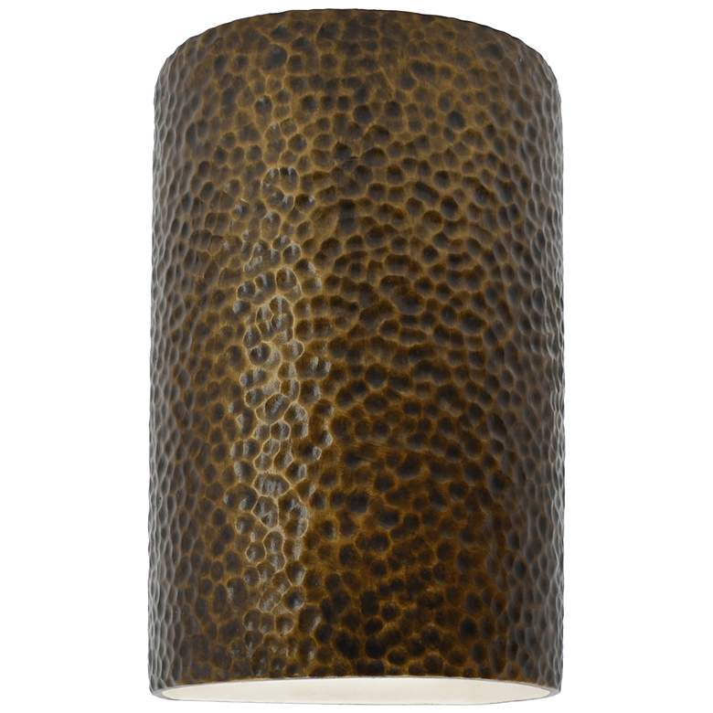 Image 1 Ambiance 9 1/2"H Hammered Brass Closed Outdoor Wall Sconce