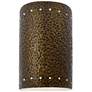 Ambiance 9 1/2"H Hammered Brass Perfs Cylinder LED Sconce