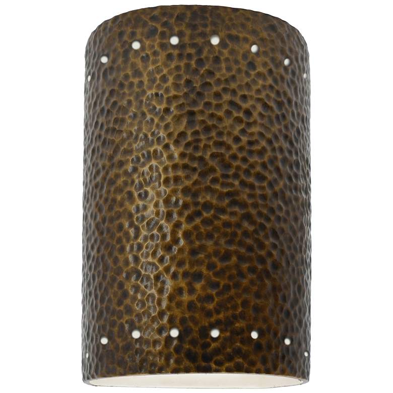 Image 1 Ambiance 9 1/2"H Hammered Brass Perfs LED ADA Outdoor Sconce