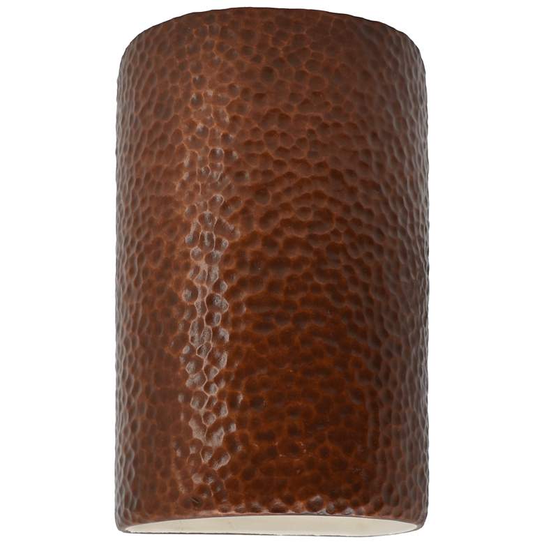 Image 1 Ambiance 9 1/2"H Hammered Copper Cylinder ADA Outdoor Sconce