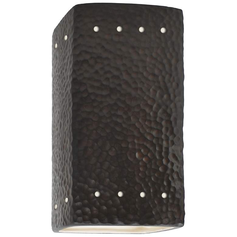 Image 1 Ambiance 9 1/2"H Iron Perfs Rectangle Outdoor Wall Sconce