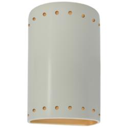 Ambiance 9 1/2&quot;H Matte White Gold Perfs Cylinder LED Sconce