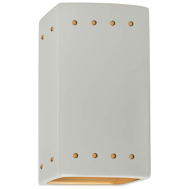 Image 1 Ambiance 9 1/2"H Matte White Gold Perfs Rectangle LED Sconce