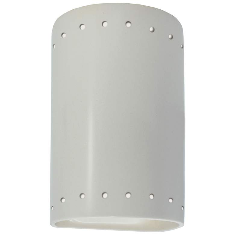 Image 1 Ambiance 9 1/2"H Matte White Perfs Cylinder ADA Wall Sconce