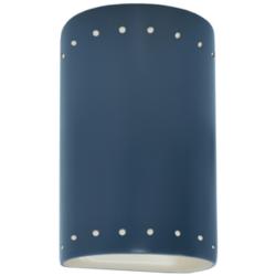 Ambiance 9 1/2"H Midnight White Perfs Cylinder LED Sconce