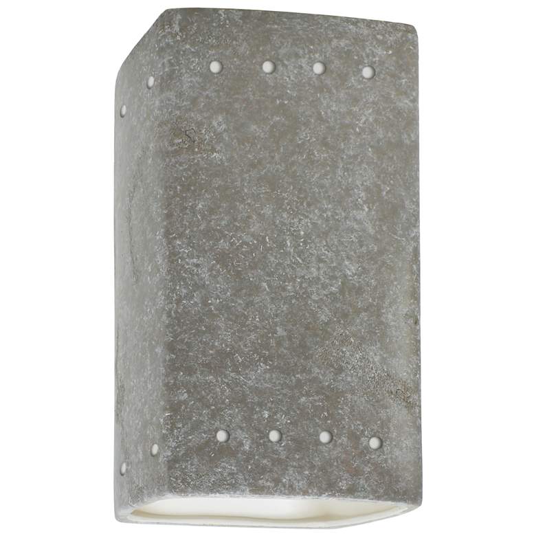 Image 1 Ambiance 9 1/2 inchH Mocha Travertine Perfs Rectangle Sconce