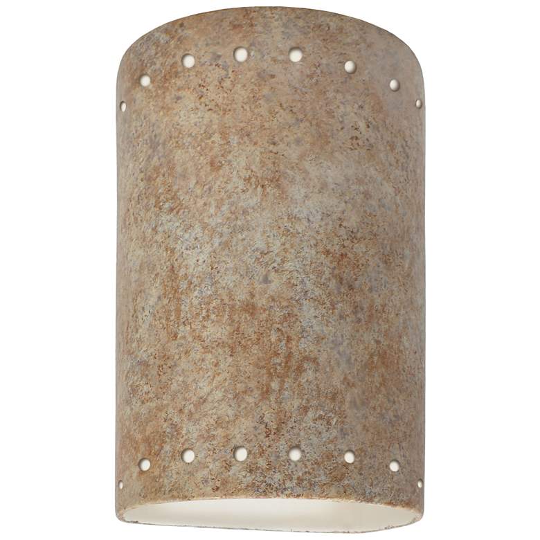 Image 1 Ambiance 9 1/2 inchH Navarro Red Perfs Cylinder LED Wall Sconce