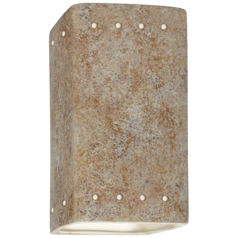 Image 1 Ambiance 9 1/2 inchH Navarro Red Perfs Rectangle Outdoor Sconce
