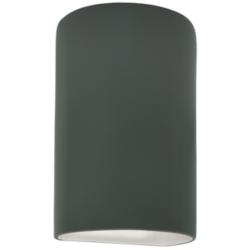 Ambiance 9 1/2&quot;H Pewter Green Cylinder Closed Outdoor Sconce