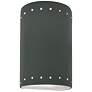 Ambiance 9 1/2"H Pewter Green Perfs Cylinder Closed Sconce