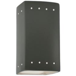 Ambiance 9 1/2&quot;H Pewter Perfs Rectangle LED Outdoor Sconce
