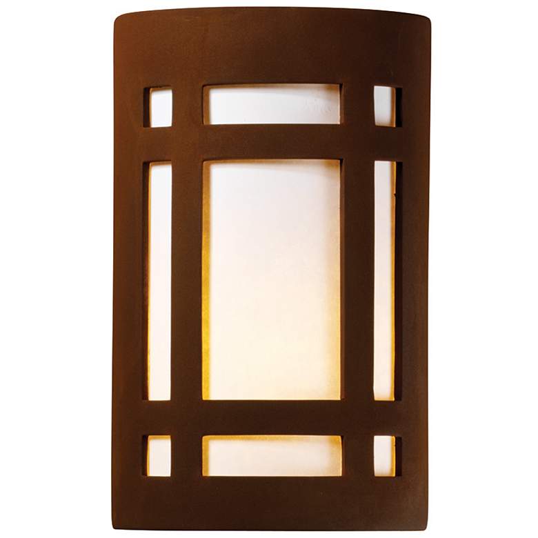 Image 1 Ambiance 9 1/2"H Real Rust Craftsman Window ADA Wall Sconce