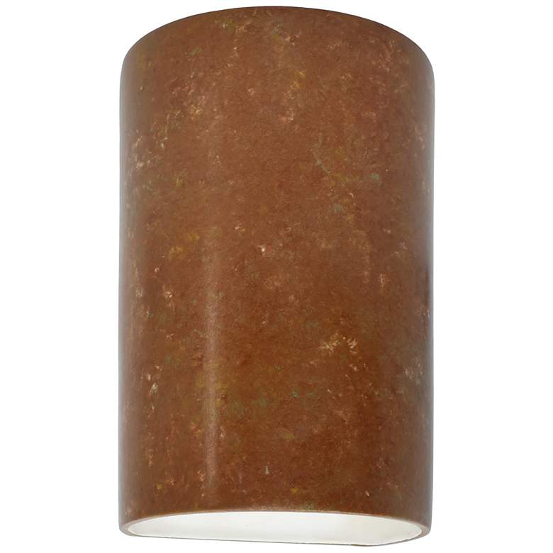 Image 1 Ambiance 9 1/2"H Rust Patina Cylinder Closed Outdoor Sconce
