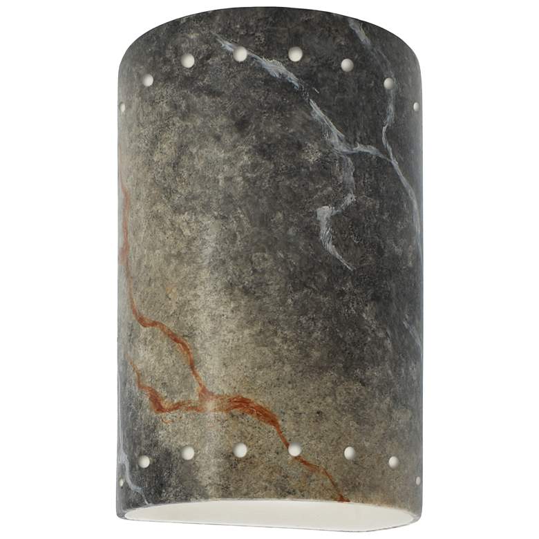 Image 1 Ambiance 9 1/2 inchH Slate Marble Cylinder LED Outdoor Sconce