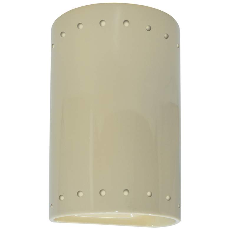 Image 1 Ambiance 9 1/2 inchH Vanilla Gloss Perfs Cylinder Wall Sconce