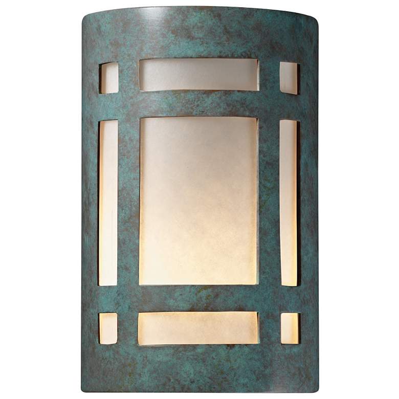 Image 1 Ambiance 9 1/2"H Verde Patina LED ADA Outdoor Wall Sconce