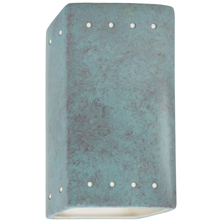 Image 1 Ambiance 9 1/2 inchH Verde Patina Perfs Rectangle LED ADA Sconce