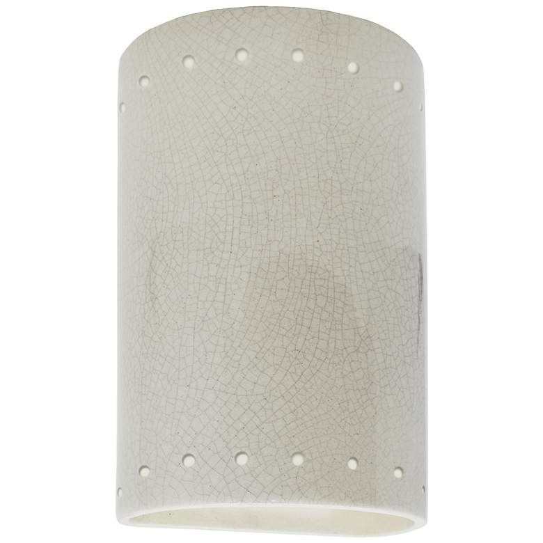 Image 1 Ambiance 9 1/2 inchH White Crackle Cylinder Outdoor Wall Sconce