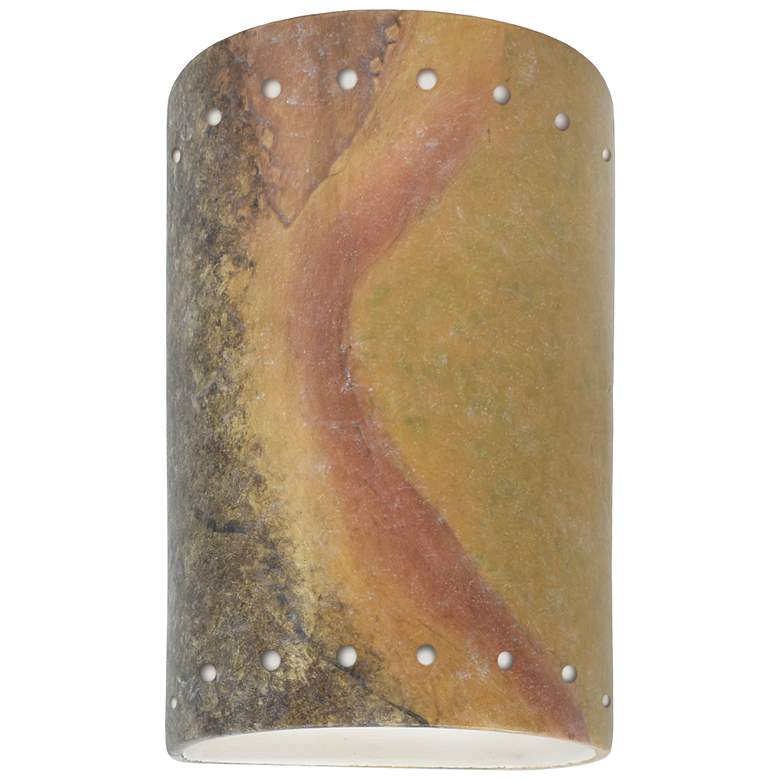 Image 1 Ambiance 9 1/2"H Yellow Slate Cylinder LED Outdoor Sconce