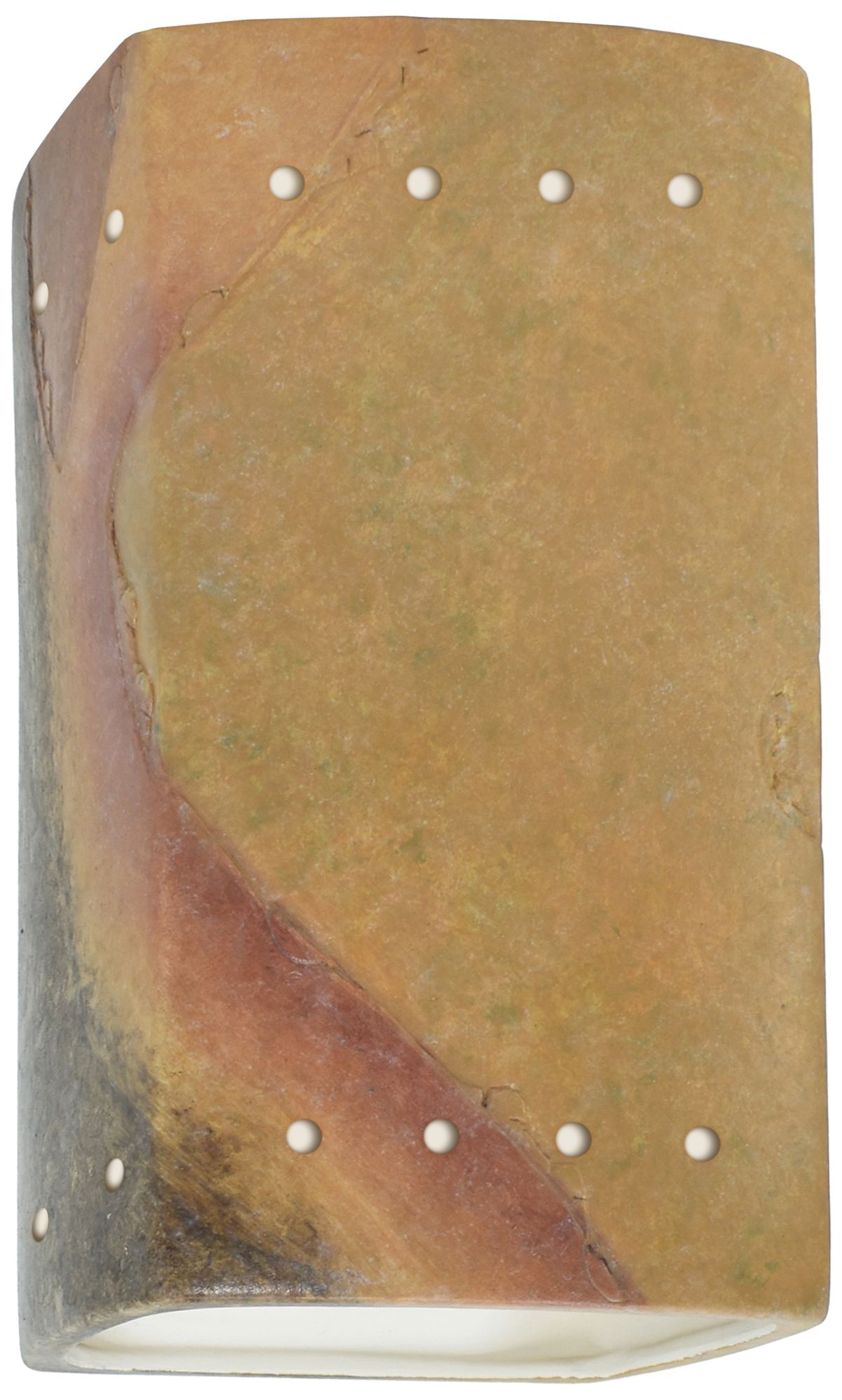 Image Ambiance 9 1/2"H Yellow Slate Perfs Rectangle Closed Sconce