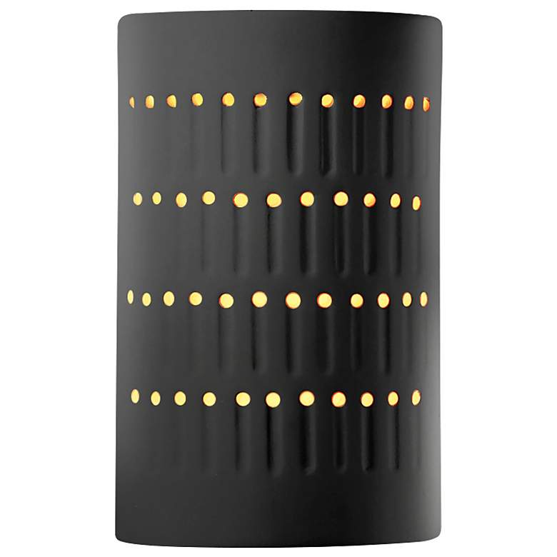 Image 1 Ambiance 9 1/4 inch High Carbon Black Gold Cylinder Wall Sconce
