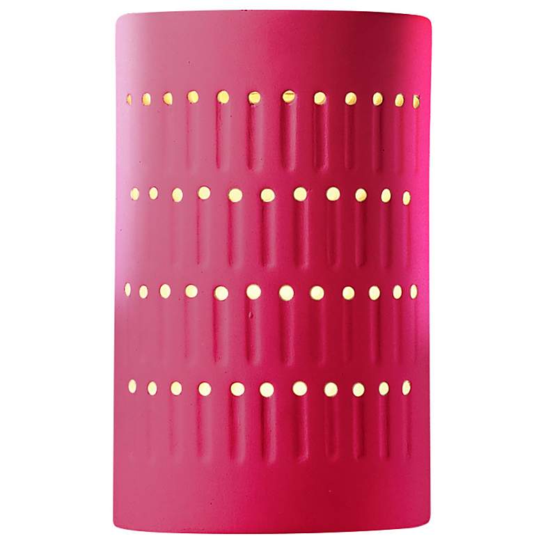 Image 1 Ambiance 9 1/4 inch High Cerise Ceramic Cylinder LED Wall Sconce