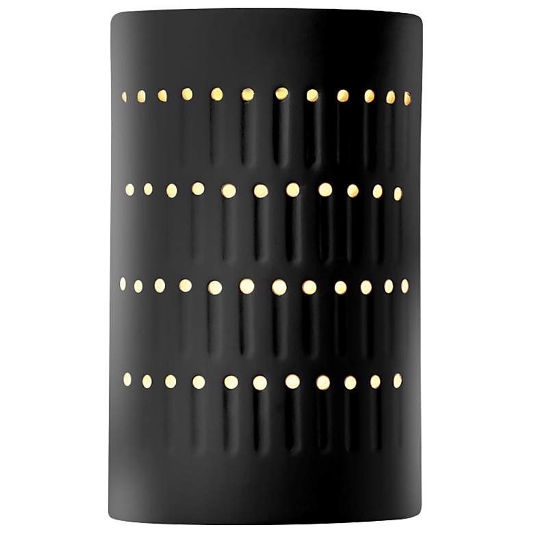 Image 1 Ambiance 9 1/4" High Gloss Black Cylinder LED Wall Sconce