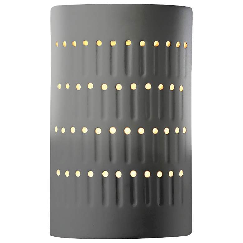 Image 1 Ambiance 9 1/4 inch High Gloss Gray Ceramic Cylinder Wall Sconce
