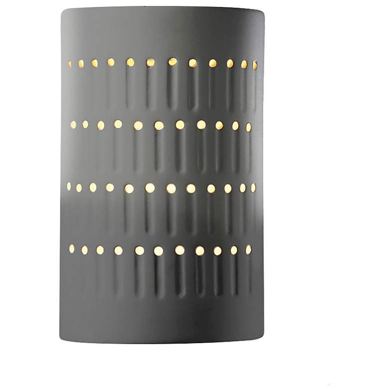 Image 1 Ambiance 9 1/4" High Gloss Gray Cylinder Outdoor Wall Sconce