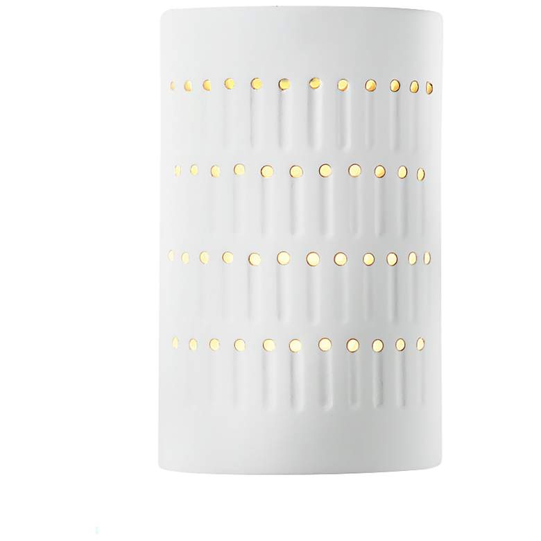 Image 1 Ambiance 9 1/4 inch High Gloss White Cylinder LED Wall Sconce