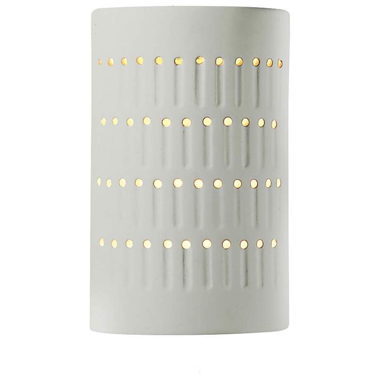 Image 1 Ambiance 9 1/4" High Matte White Cylinder Wall Sconce