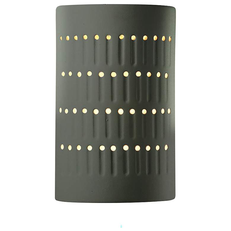 Image 1 Ambiance 9 1/4" High Pewter Green Cylinder Wall Sconce